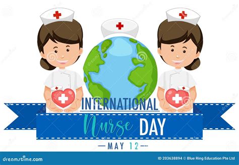 International Nurse Day Logo with Cute Nurses Editorial Stock Image ...