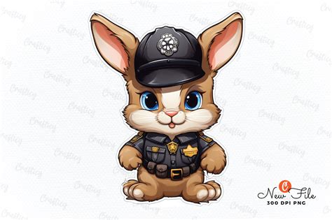 Police Bunny Cute Sublimation Clipart Graphic by Crafticy · Creative ...