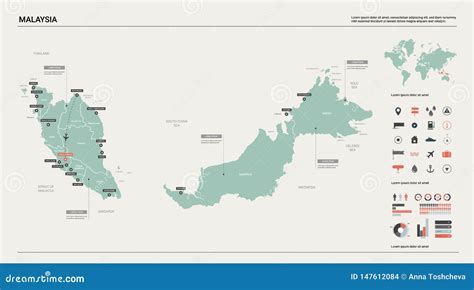 Vector Map Of Malaysia Country Map With Division Cities And Capital