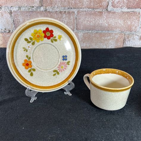 Vintage Mikasa Stone Manor Floribunda F Saucer And Mug Etsy