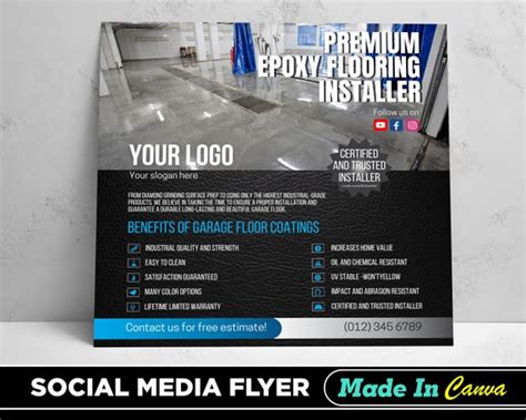 Epoxy Flooring Flyer Diy Canva Epoxy Flooring Flyer Template Etsy