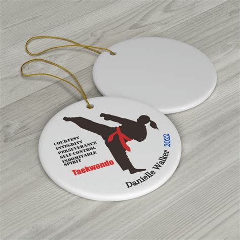 Custom Taekwondo Ornament Personalized Name And Select Your Belt Color