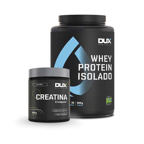 Kit Whey Protein Isolado 900g Creatina 300g Creapure Dux Hardcore