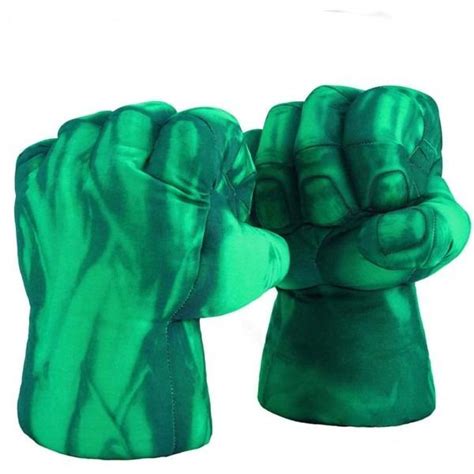 2 Pc Set HULK Smash Hands Soft Plush Gloves Incredible Hulk Green Big ...