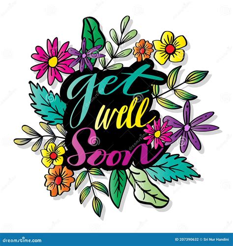 Get Well Soon Hand Lettering Stock Vector Illustration Of