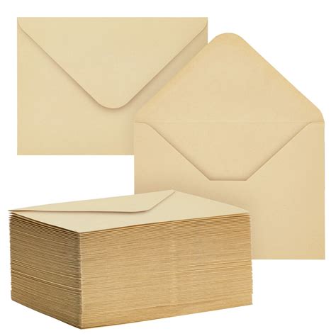 100 Pack 4x6 Envelopes for Invitations, V-Flap Kraft Paper Envelopes ...