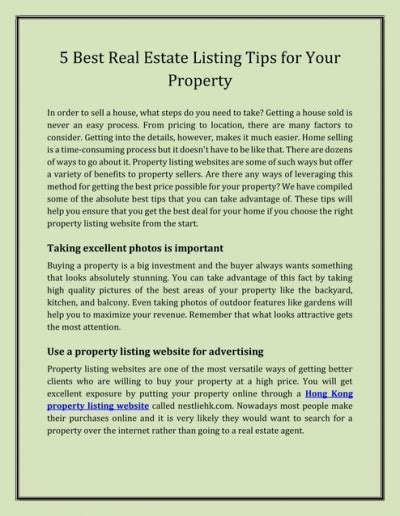 Best Real Estate Listing Tips For Your Property