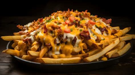 Premium Photo Greasy And Cheesy Loaded Fries