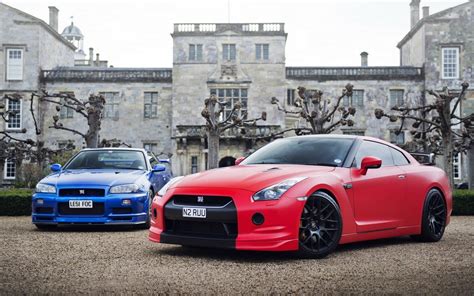 Red and blue coupes, car, Japanese cars, Nissan, Nissan GT-R HD ...