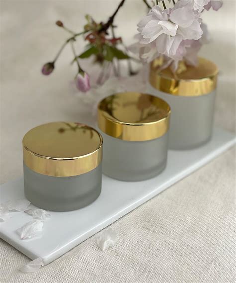 Frosted Jar With Shiny Gold Lid Various Sizes Lotus Oils New Zealand