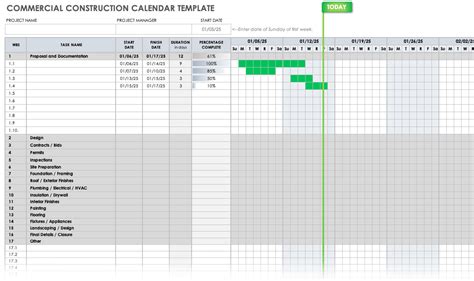 Construction Schedule Calendar