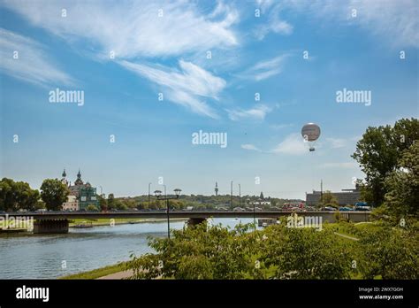 Poland Krakow August 1 2022 Krakow Ferris Wheel Eye On The Bank Of