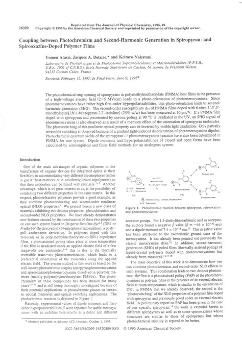 PDF ChemInform Abstract Coupling Between Photochromism And Second