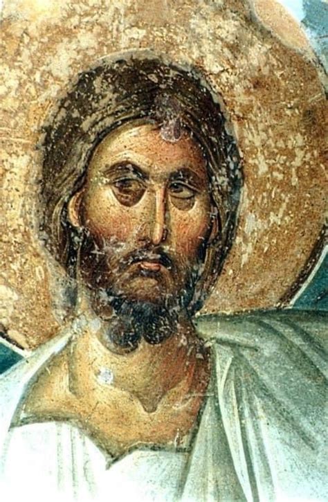 An Old Painting Of Jesus With A Beard