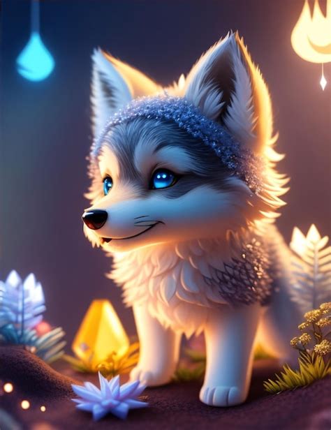 Mignon Adorable Loup Illustration Photo Premium