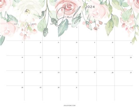 Cute July Calendar Printables Anjahome In Calendar