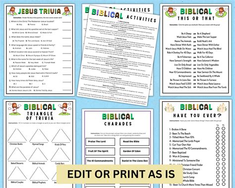 Bible Study Games Bundle | Editable Church Activities For Adults Kids – Enjoymyprintables