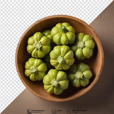 Premium Psd Green Pattypan Squash In Wooden Bowl On Transparent