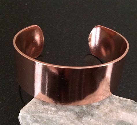 Copper Cuff Bracelet C003 Smooth 1 Inch 2 54 Cm Wide Shiny Etsy