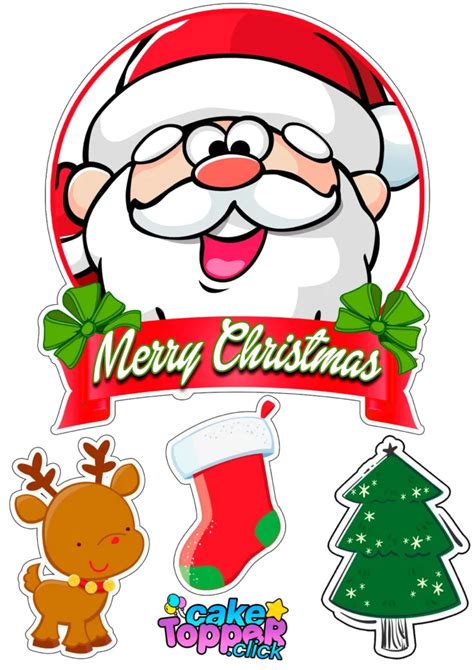 Merry Christmas Cake Topper Stickers Png Pennants