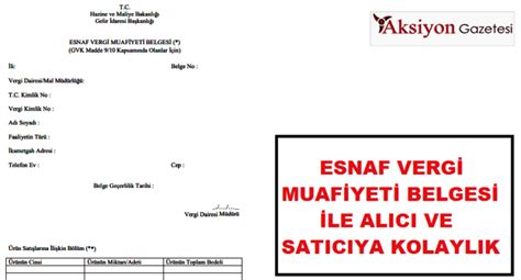 Esnaf Vergi Muafiyeti Belgesi Ile Al C Ve Sat C Ya Kolayl K Aksiyon