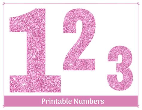 Pink Glitter Numbers 0 9 Printable Clip Art Numbers Etsy