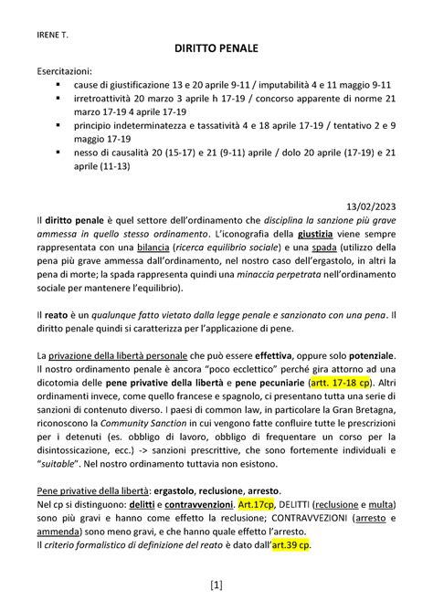 Appunti Lezioni Penale Pz Menghini Mattevi Diritto Penale