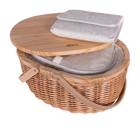 Avanti Pinewood Top Insulated Picnic Basket 2 Person Flora