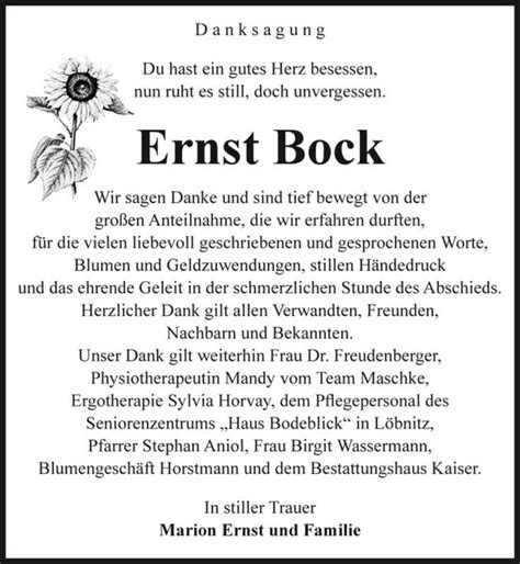 Traueranzeigen Von Ernst Bock Abschied Nehmen De