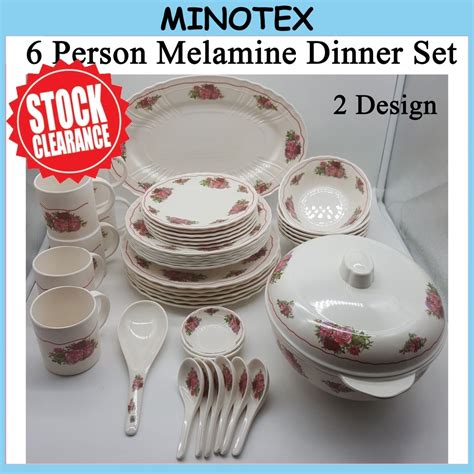 Pcs Melamine Dinner Set Person Dinner Set Set Pinggan Melamine Set