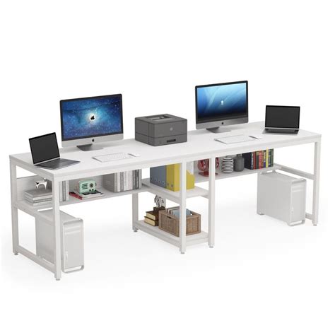 78 7 Two Person Desk Double Computer Desk With BookshelfBlack