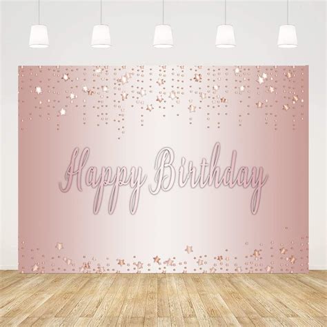 Ticuenicoa 7x5ft Happy Birthday Rose Gold Backdrop Pink