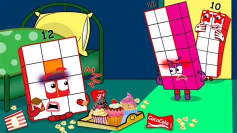 Oh No Numberblocks 18 Is Angry Nb 12 Trying To Sneak Food Numberblocks Fanmade Coloring