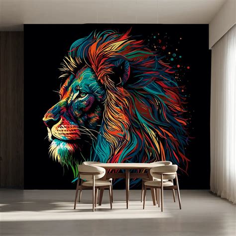 Wall Mural Photo Wallpaper Colorful lion head in pop art style Nr ...