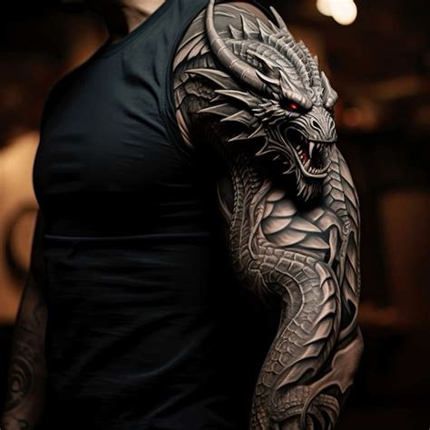 Pin By Vincent Weeks On Gothic Tattoo Men In 2024 Dragon Sleeve