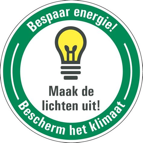 Energie Besparen Sticker Maak Lichten Uit 50 Mm 10 Stuks Per Kaart Bol