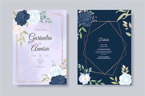 Premium Vector Beautiful Floral Frame Wedding Invitation Card