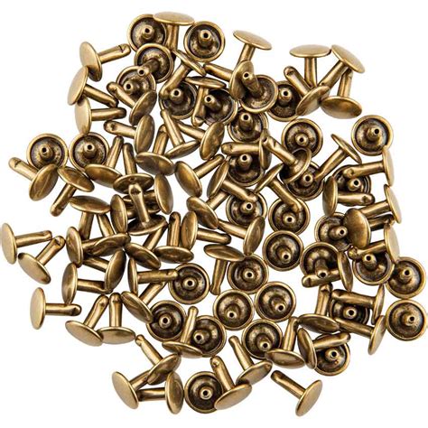 Double Cap Rivets Antique Brass 5 16 Inch 100 Pack