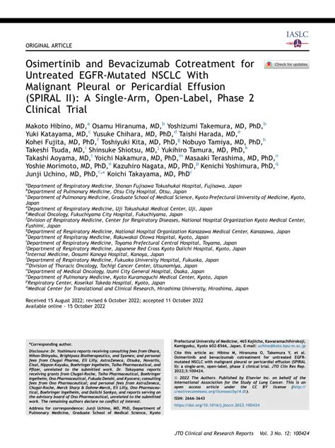 PDF Osimertinib And Bevacizumab Co Treatment For Untreated Epidermal