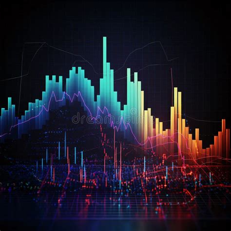 Abstract Glowing Forex Chart On Dark Blue Background D Rendering