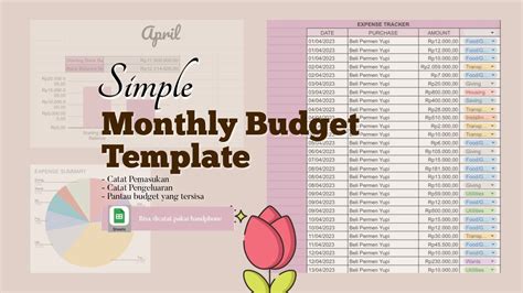 Simple Monthly Budget Template Catat Pemasukan Pengeluaran Excel