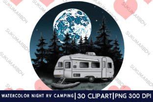 Watercolor Night Rv Camping Clipart Graphic By Sukumarbd Creative