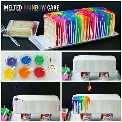 Melted Rainbow Cake | Recipe | Rainbow cake, Splatter cake, Drip cakes