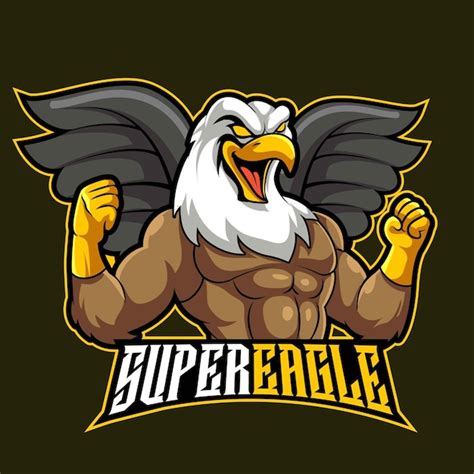 Super Aigle Mascotte Logo Jeu Illustration Vectorielle Vecteur Premium