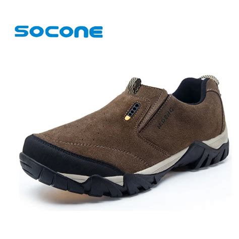 Mens Leather Hiking Shoes Waterproof 2015 Autumn Winter Slip On Outdoor ...