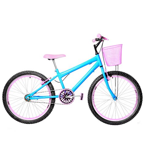 Bicicleta Infantil Feminina Aro 24 Aero Azul Claro E Rosa