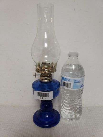 Vintage Cobalt Blue Glass Oil Lamp Trice Auctions