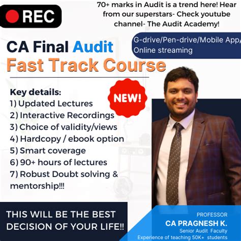 Ca Final New Audit Lectures Fastrack Course The Audit Academy