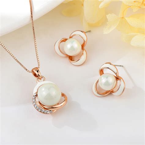 New Season Rose Gold Plated Zinc Alloy 2 Piece Jewelry Set With SGS ISO