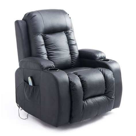 HOMCOM Massage Recliner Chair Heated Vibrating PU Leather Ergonomic Lounge 360 Degree Swivel ...